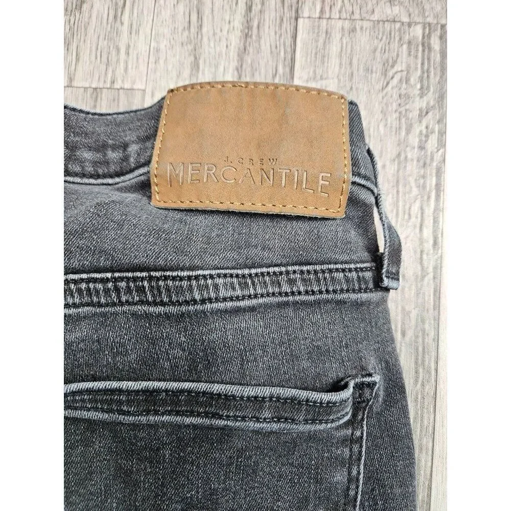 J. Crew‎ Womens Size 27 Mercantile Pockets Whiskered Black Grey Denim Jeans